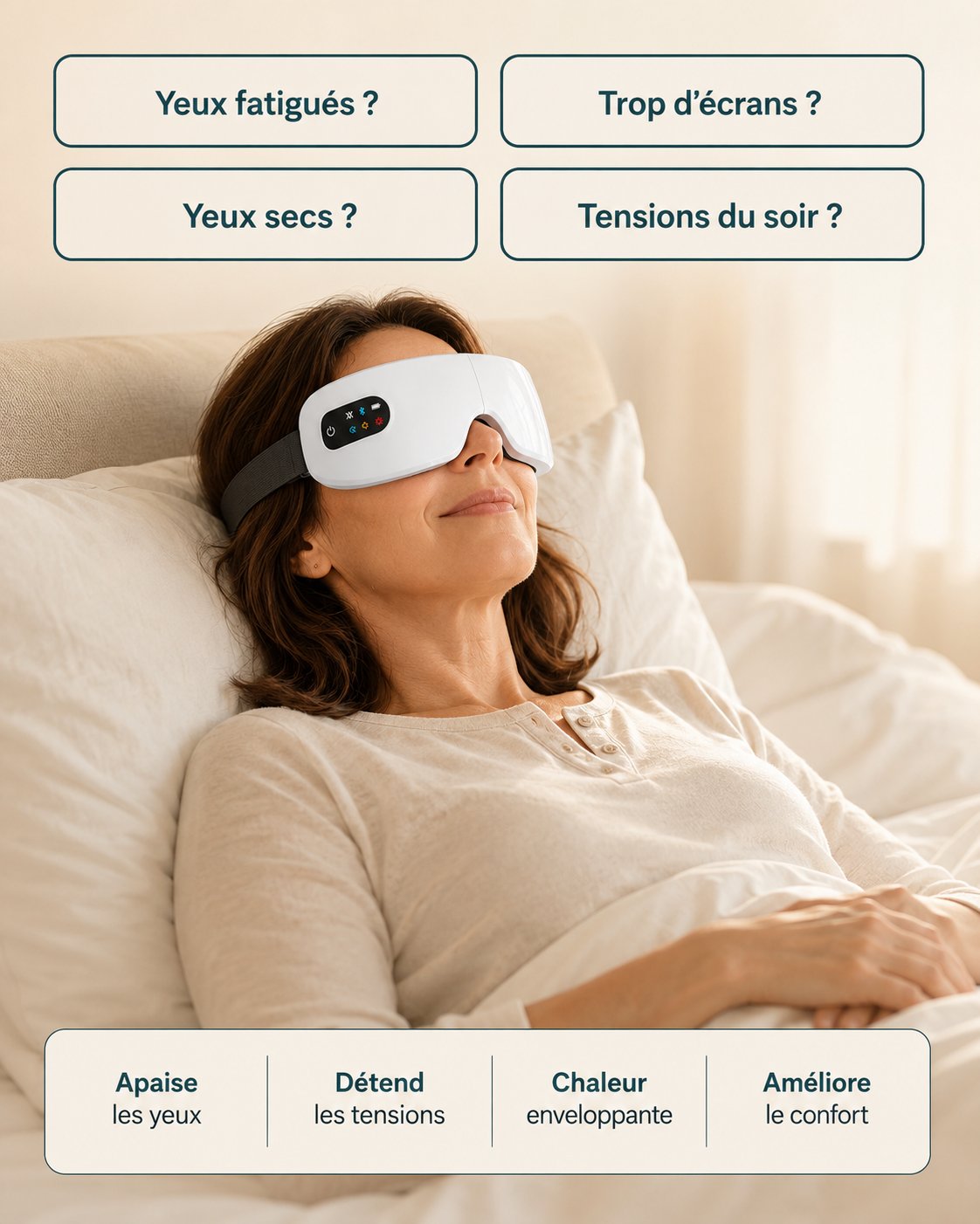 Masque Reposa contre les yeux fatigués et la fatigue des écrans
